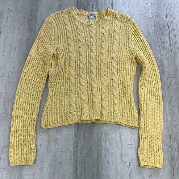 TJ Maxx Yellow Long Sleeve Cable Knit Pullover Bright Warm Colorful Sweater - Picture 3 of 7